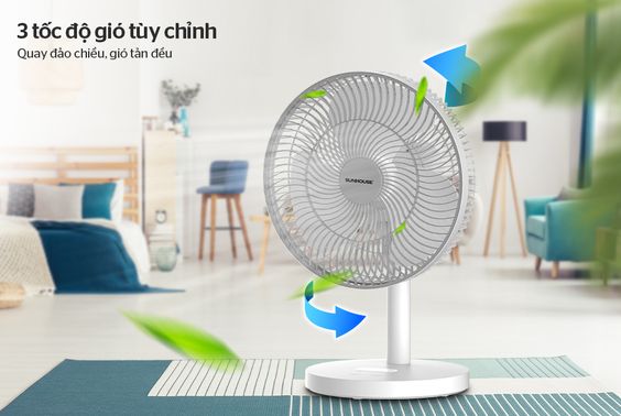 Quạt sạc SUNHOUSE SHD7115 gồm 3 tốc độ gió